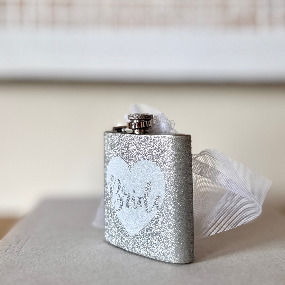 NWT Bride Flask Silver Glitter Sparkle